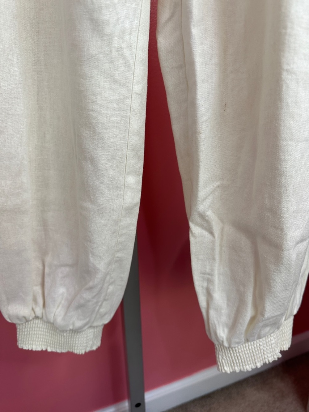 Love Tree High Rise Linen Jogger Pants, White, Size S - Picture 7 of 12